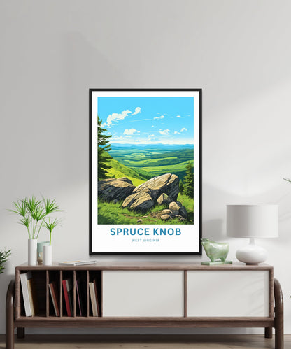 Spruce Knob Travel Print - Spruce Knob poster, West Virginia Wall Art, Framed present, West Virginia National Forest Gift Art, Custom Text - TravelTreasureCo