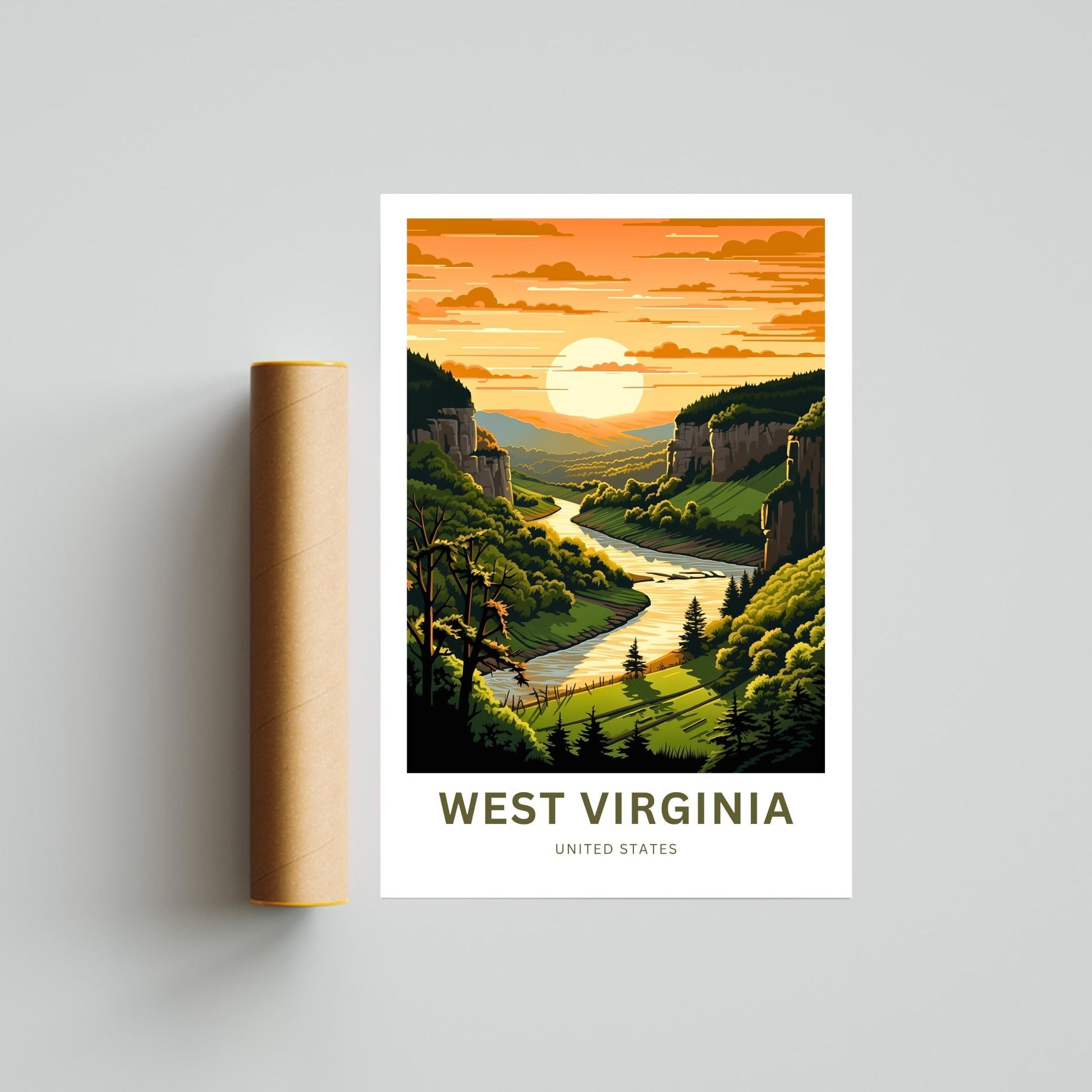 West Virginia Travel Print - West Virginia poster, United States Wall Art, Framed present, Gift United States Present - TravelTreasureCo