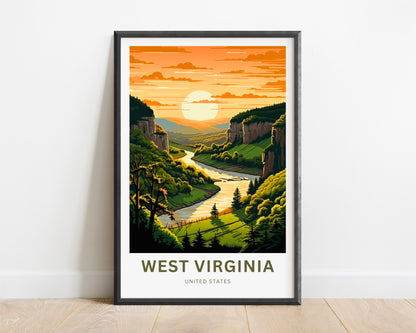 West Virginia Travel Print - West Virginia poster, United States Wall Art, Framed present, Gift United States Present - TravelTreasureCo