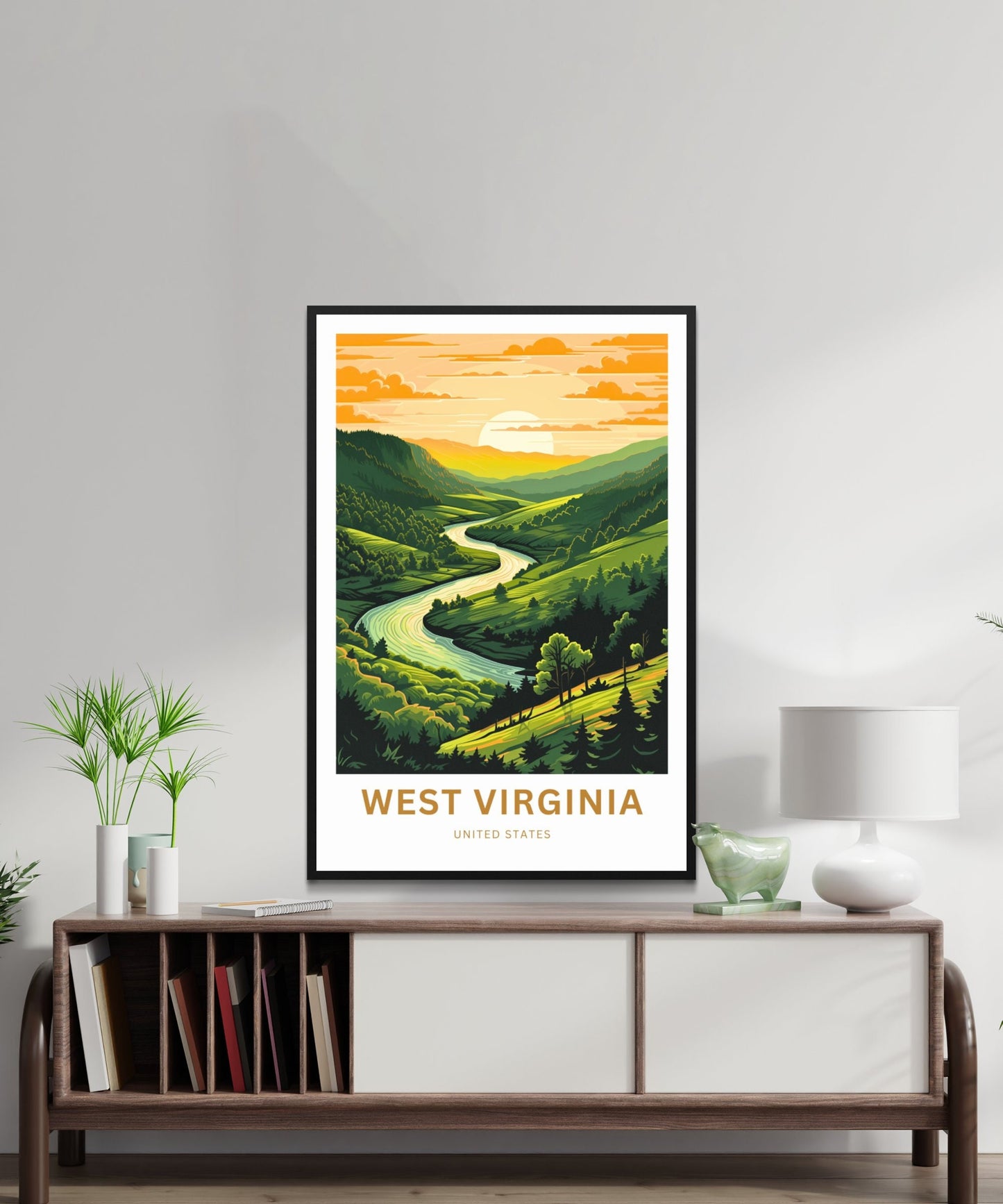 West Virginia Travel Print - West Virginia poster, United States Wall Art, Framed present, Gift United States Present, Custom Your Text - TravelTreasureCo