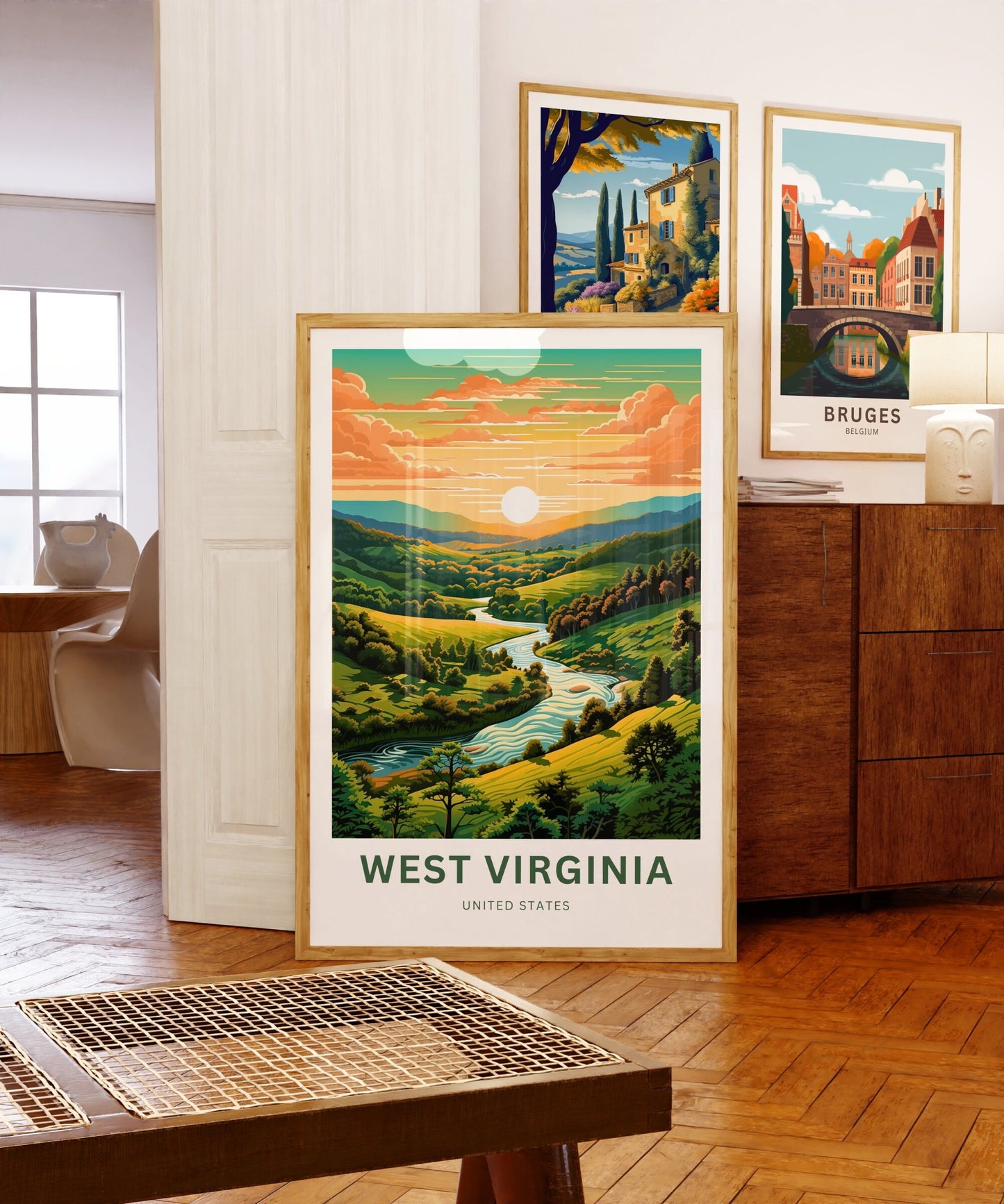 West Virginia Travel Print - West Virginia poster, United States Wall Art, Framed present, Gift United States Present, Custom Your Text - TravelTreasureCo