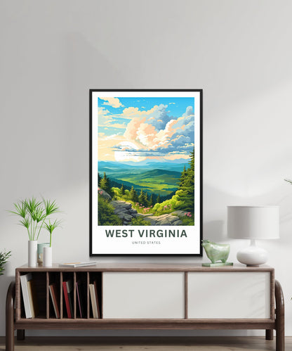 West Virginia Travel Print - West Virginia poster, United States Wall Art, Framed present, Gift United States Present, Custom Your Text - TravelTreasureCo