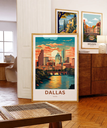 Dallas Travel Print - Dallas poster, Texas Wall Art, Framed present, Gift Texas Present, Customize Your Text - TravelTreasureCo