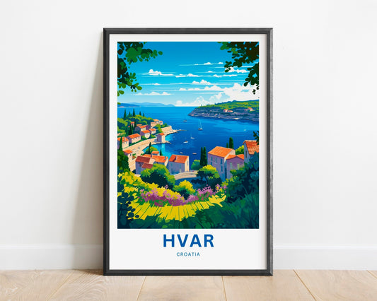 Hvar Travel Print - Hvar poster, Croatia Wall Art, Framed present, Gift Croatia Present, Custom Your Text - TravelTreasureCo