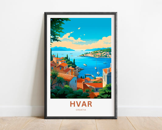 Hvar Travel Print - Hvar poster, Croatia Wall Art, Framed present, Gift Croatia Present, Custom Your Text - TravelTreasureCo