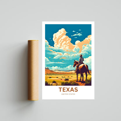 Texas Travel Print - Texas poster, United States Wall Art, Framed present, Gift United States Present - TravelTreasureCo