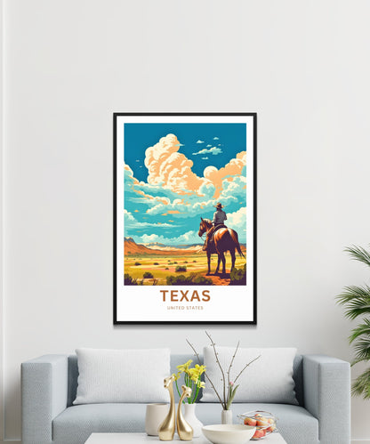 Texas Travel Print - Texas poster, United States Wall Art, Framed present, Gift United States Present - TravelTreasureCo