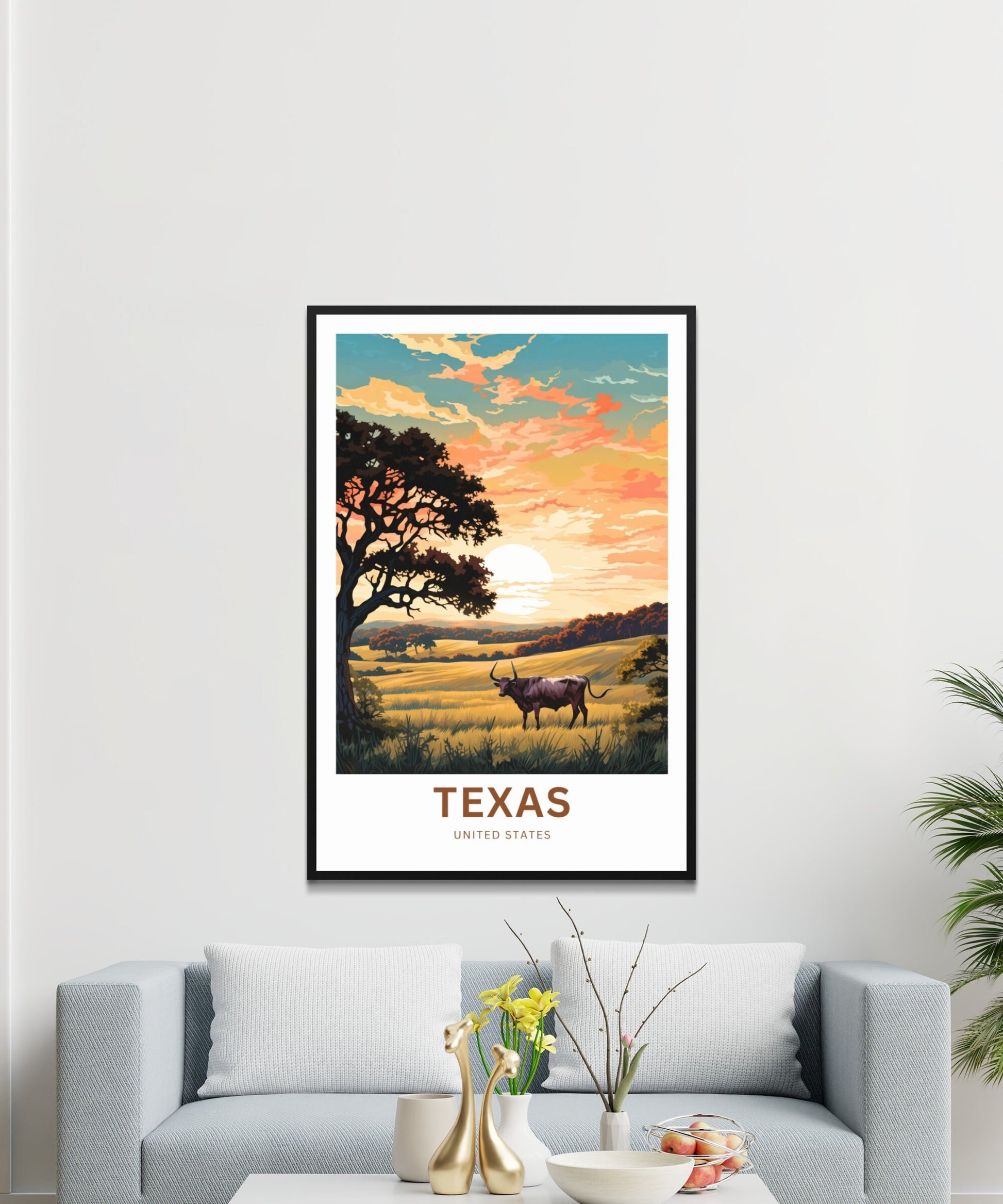 Texas Travel Print - Texas poster, United States Wall Art, Framed present, Gift United States Present, Custom Text - TravelTreasureCo