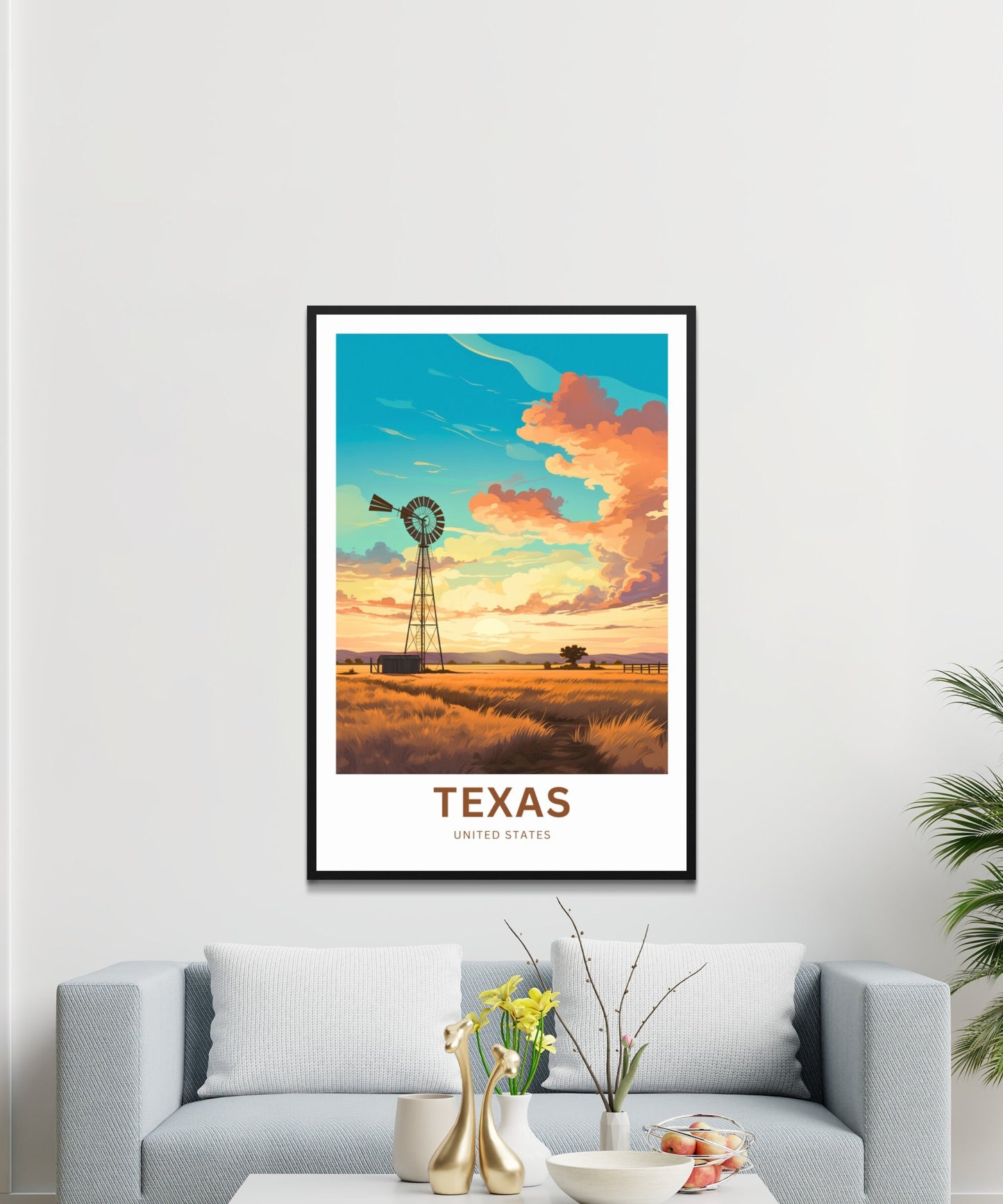 Texas Travel Print - Texas poster, United States Wall Art, Framed present, Gift United States Present, Custom Text - TravelTreasureCo