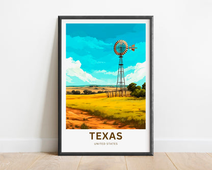 Texas Travel Print - Texas poster, United States Wall Art, Framed present, Gift United States Present, Custom Text - TravelTreasureCo