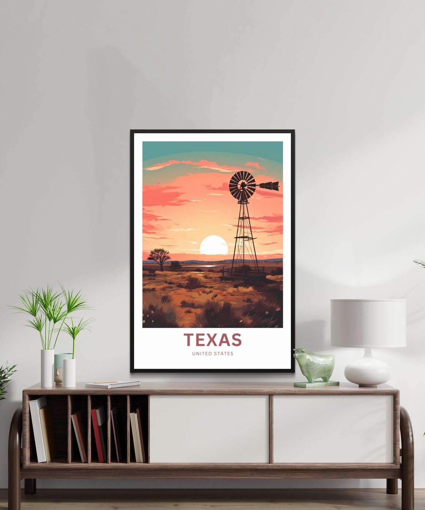 Texas Travel Print - Texas poster, United States Wall Art, Framed present, Gift United States Present, Custom Text - TravelTreasureCo