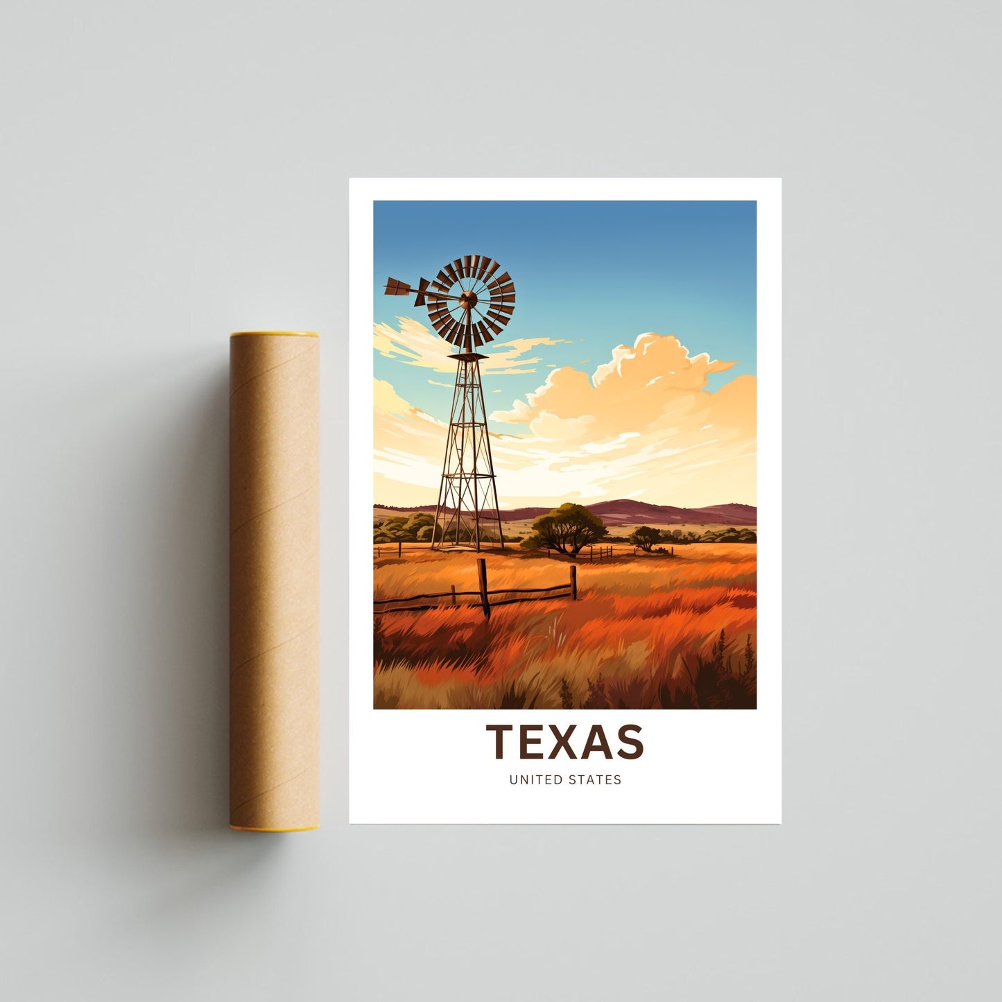 Texas Travel Print - Texas poster, United States Wall Art, Framed present, Gift United States Present, Custom Text - TravelTreasureCo