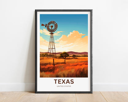 Texas Travel Print - Texas poster, United States Wall Art, Framed present, Gift United States Present, Custom Text - TravelTreasureCo