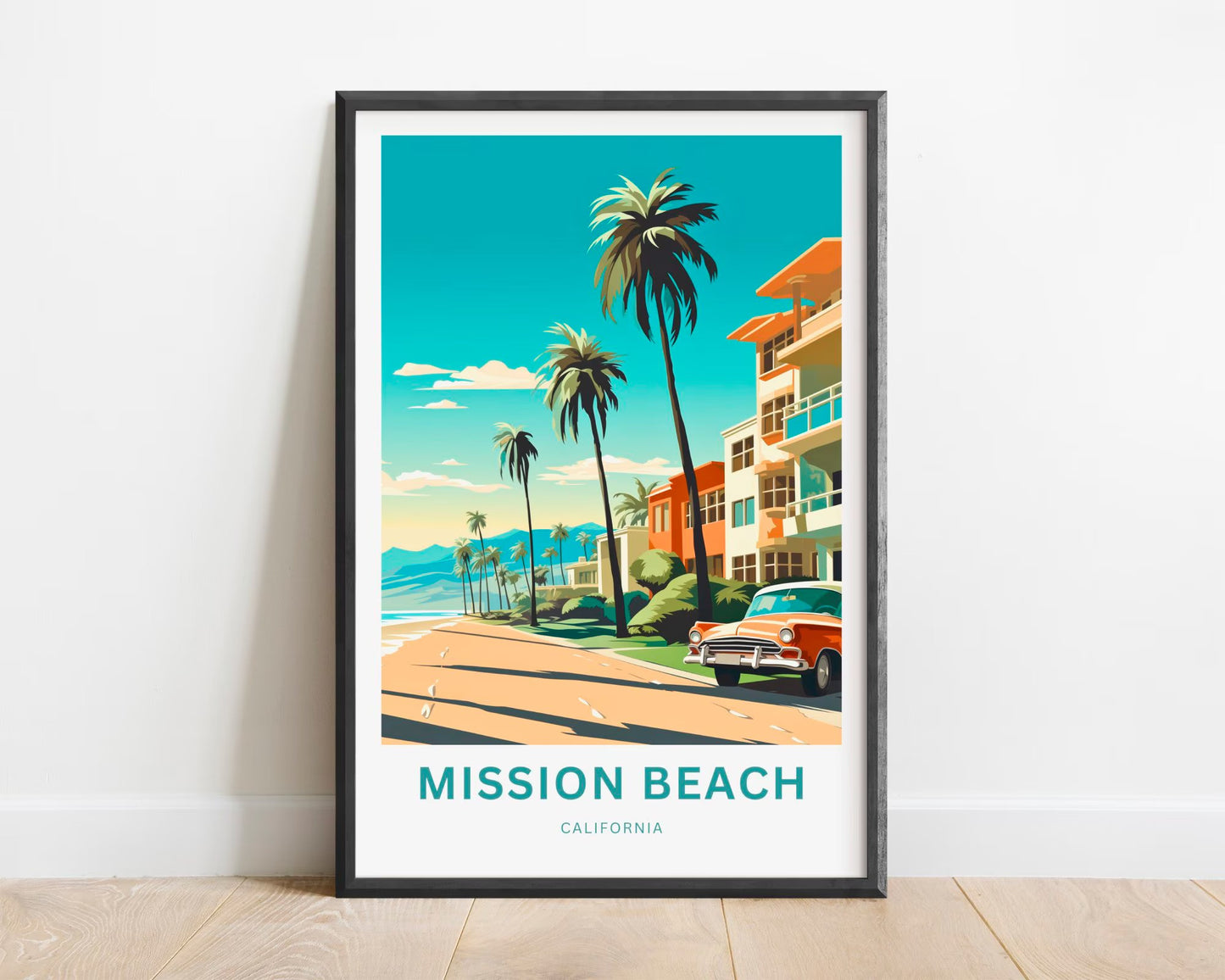 Mission Beach Travel Poster