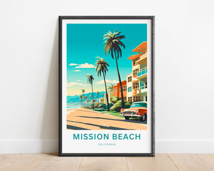 Mission Beach Travel Poster