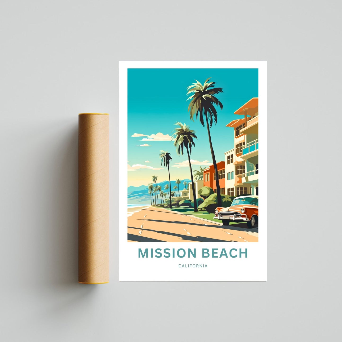 Mission Beach Travel Poster