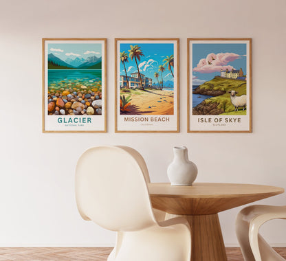 Mission Beach Travel Poster