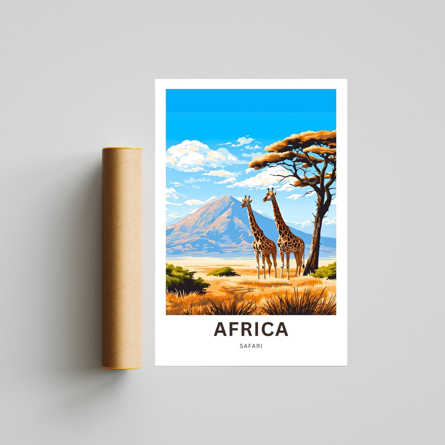 Africa Safari Travel Print - Africa Safari poster, African Wall Art, Framed present, Gift Africa Present - TravelTreasureCo