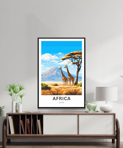 Africa Safari Travel Print - Africa Safari poster, African Wall Art, Framed present, Gift Africa Present - TravelTreasureCo