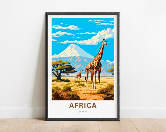 Africa Safari Travel Print, Africa Safari poster, African Wall Art, Framed present, Gift Africa Present, Customize Your Text - TravelTreasureCo