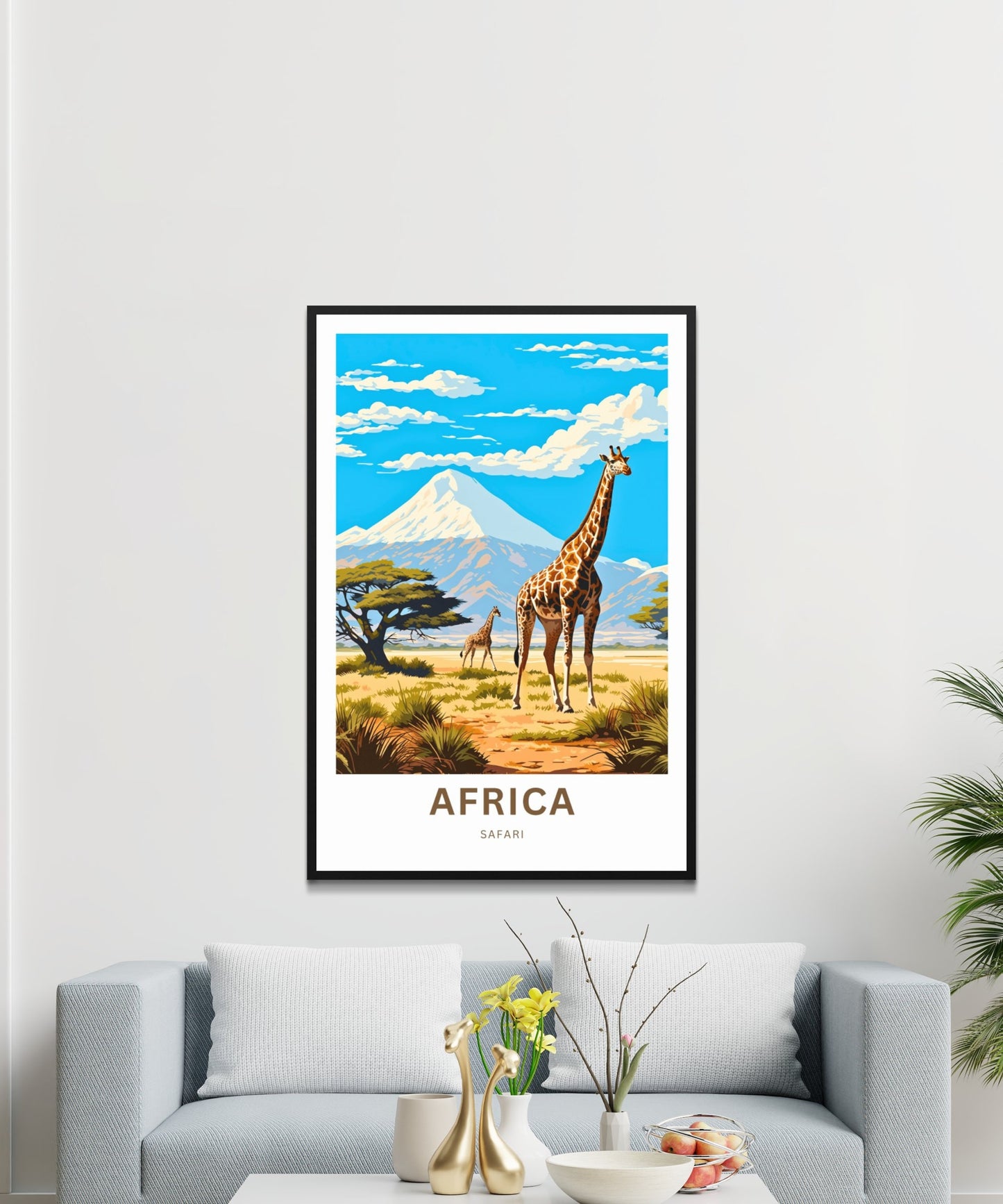 Africa Safari Travel Print, Africa Safari poster, African Wall Art, Framed present, Gift Africa Present, Customize Your Text - TravelTreasureCo