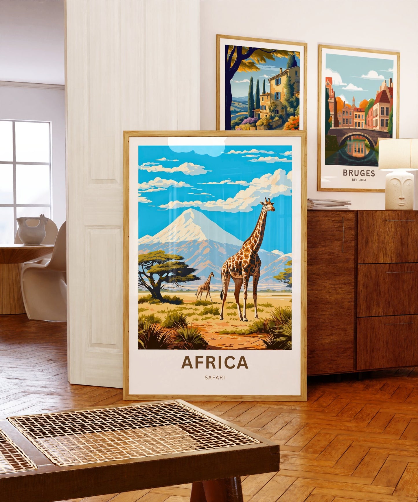 Africa Safari Travel Print, Africa Safari poster, African Wall Art, Framed present, Gift Africa Present, Customize Your Text - TravelTreasureCo