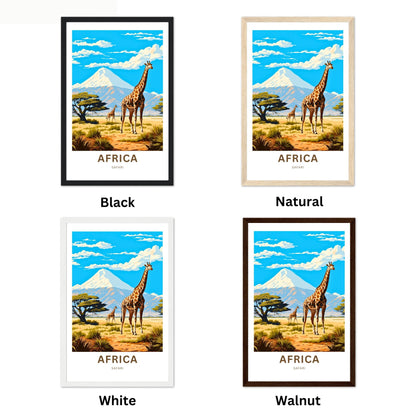 Africa Safari Travel Print, Africa Safari poster, African Wall Art, Framed present, Gift Africa Present, Customize Your Text - TravelTreasureCo