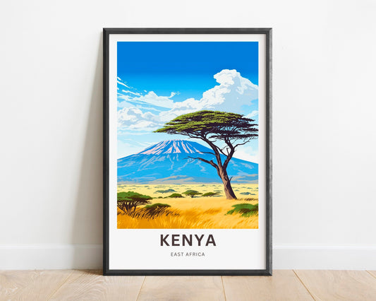 Kenya Travel Print - Kenya poster, East Africa Wall Art, Framed present, Gift Africa Decor Present, Customize Your Text - TravelTreasureCo