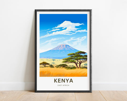 Kenya Travel Print - Kenya poster, East Africa Wall Art, Framed present, Gift Africa Decor Present, Customize Your Text - TravelTreasureCo