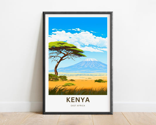 Kenya Travel Print - Kenya poster, East Africa Wall Art, Framed present, Gift Africa Decor Present, Customize Your Text - TravelTreasureCo