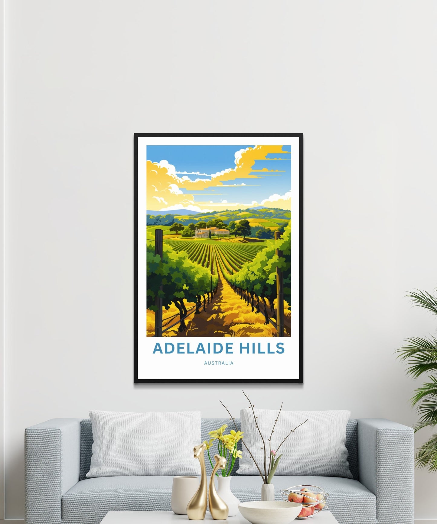 Adelaide Hills Travel Print - Adelaide Hills poster, Australia Wall Art, Framed present, Gift Australia Present, Custom Text - TravelTreasureCo