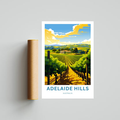 Adelaide Hills Travel Print - Adelaide Hills poster, Australia Wall Art, Framed present, Gift Australia Present, Custom Text - TravelTreasureCo