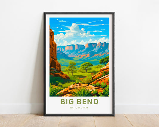 Big Bend National Park Travel Print - Big Bend poster, Texas Wall Art, Framed present, Gift United States Present, Custom Text - TravelTreasureCo