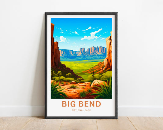 Big Bend National Park Travel Print - Big Bend poster, Texas Wall Art, Framed present, Gift United States Present, Custom Text - TravelTreasureCo