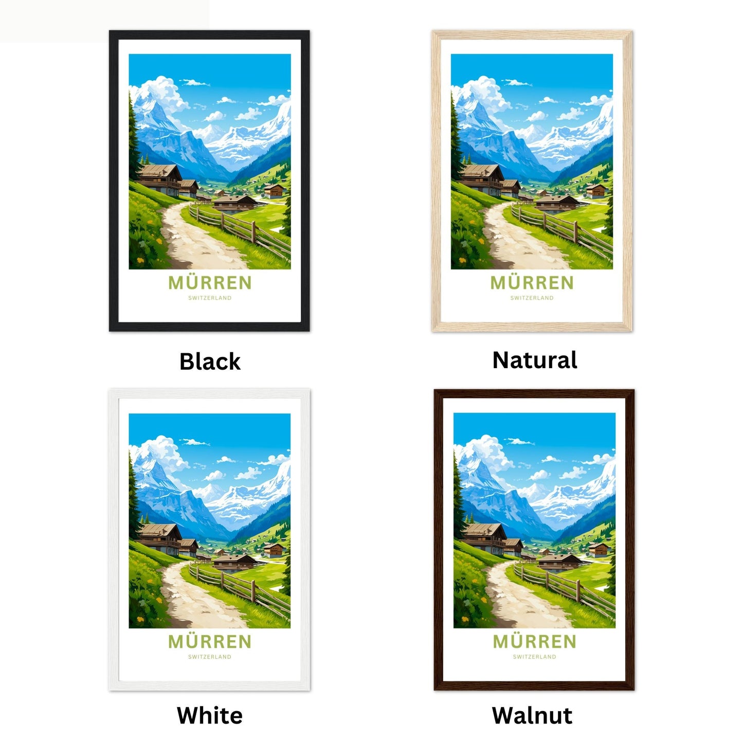 Mürren Travel Print - Mürren poster, Switzerland Wall Art, Framed present, Gift Switzerland Present - TravelTreasureCo