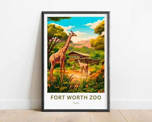Fort Worth Zoo Travel Print - Fort Worth Zoo poster, Texas Wall Art, Framed present, Gift United States Present, Custom Text - TravelTreasureCo