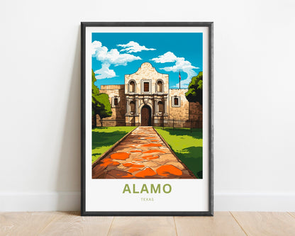 Alamo Travel Print - Alamo poster, Texas Wall Art, Framed present, Gift United States Present, Custom Text - TravelTreasureCo