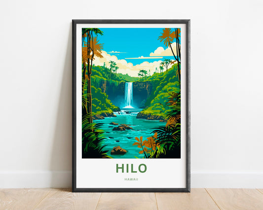Hilo Travel Print - Hilo Big Island Hawaii poster, Hawaii Wall Art, Framed present, Gift United States Present - TravelTreasureCo