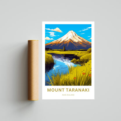 Mount Taranaki Travel Print -Mount Taranaki Travel poster, New Zealand Wall Art, Wall Decor, Framed present, Gift New Zealand Present - TravelTreasureCo