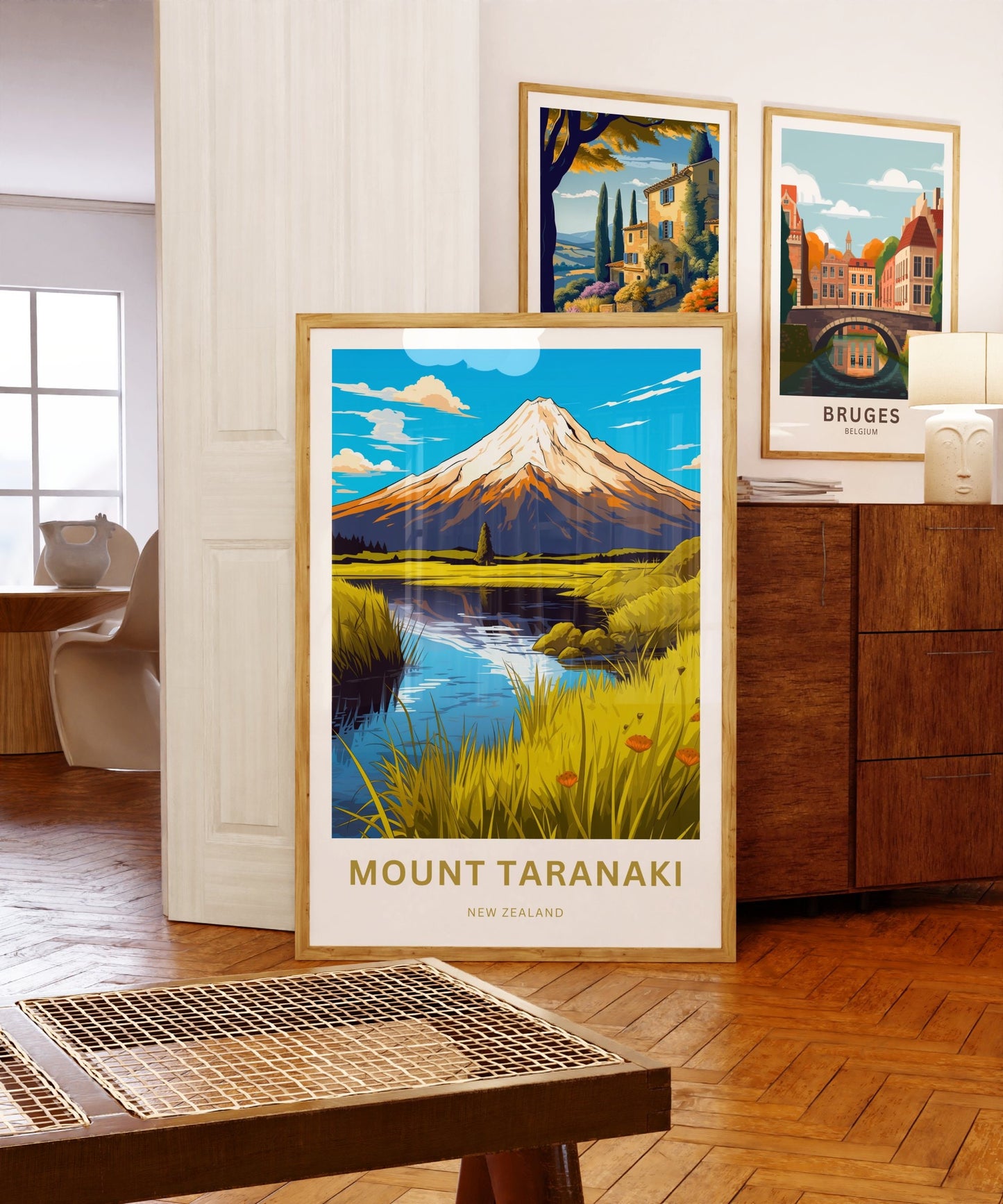 Mount Taranaki Travel Print -Mount Taranaki Travel poster, New Zealand Wall Art, Wall Decor, Framed present, Gift New Zealand Present - TravelTreasureCo