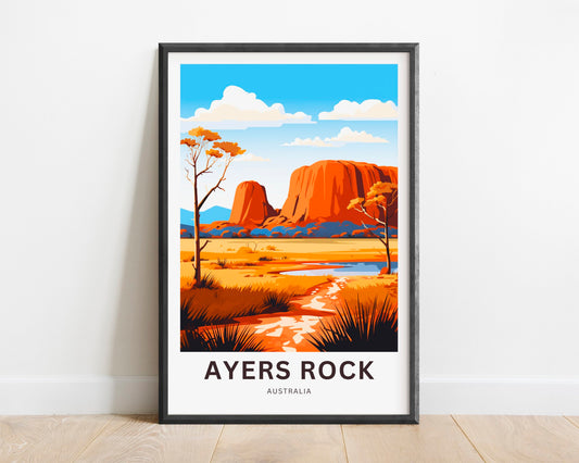 Ayers Rock Travel Print - Ayers Rock poster, Australia Wall Art, Framed present, Gift Australia Present - TravelTreasureCo