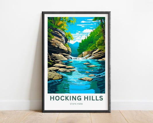 Hocking Hills Travel Print - Hocking Hills State Park poster, Florida Wall Art, United States Framed present, Gift Ohio Present - TravelTreasureCo