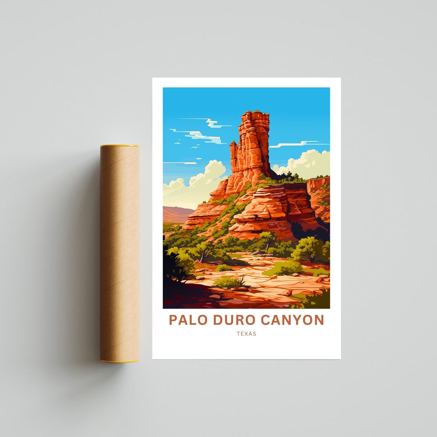 Palo Duro Canyon Travel Print - Palo Duro Canyon poster, State Park Wall Art, Texas Framed present, Gift United States Present, Custom Text - TravelTreasureCo