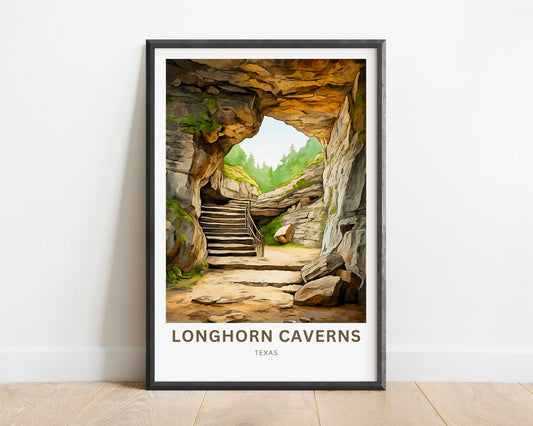 Longhorn Cavern Travel Print - Longhorn Cavern poster, State Park Wall Art, Texas Framed present, Texas Gift, United States Present - TravelTreasureCo