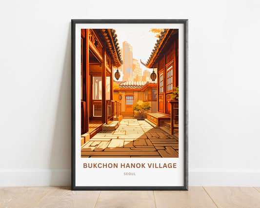 Bukchon Hanok Village Travel Print - Bukchon Hanok Village poster, Seoul Wall Art, Framed present, Gift South Korea Present, Custom art - TravelTreasureCo