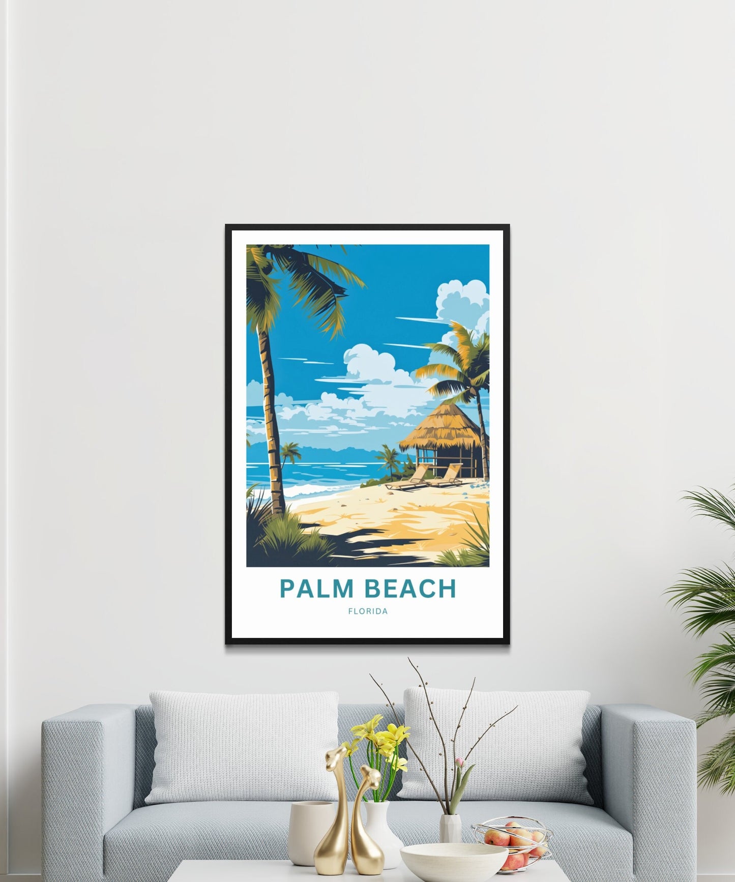 Palm Beach Travel Print - Palm Beach poster, Florida Wall Art, Wall Decor, Framed present, Gift Florida Present - TravelTreasureCo