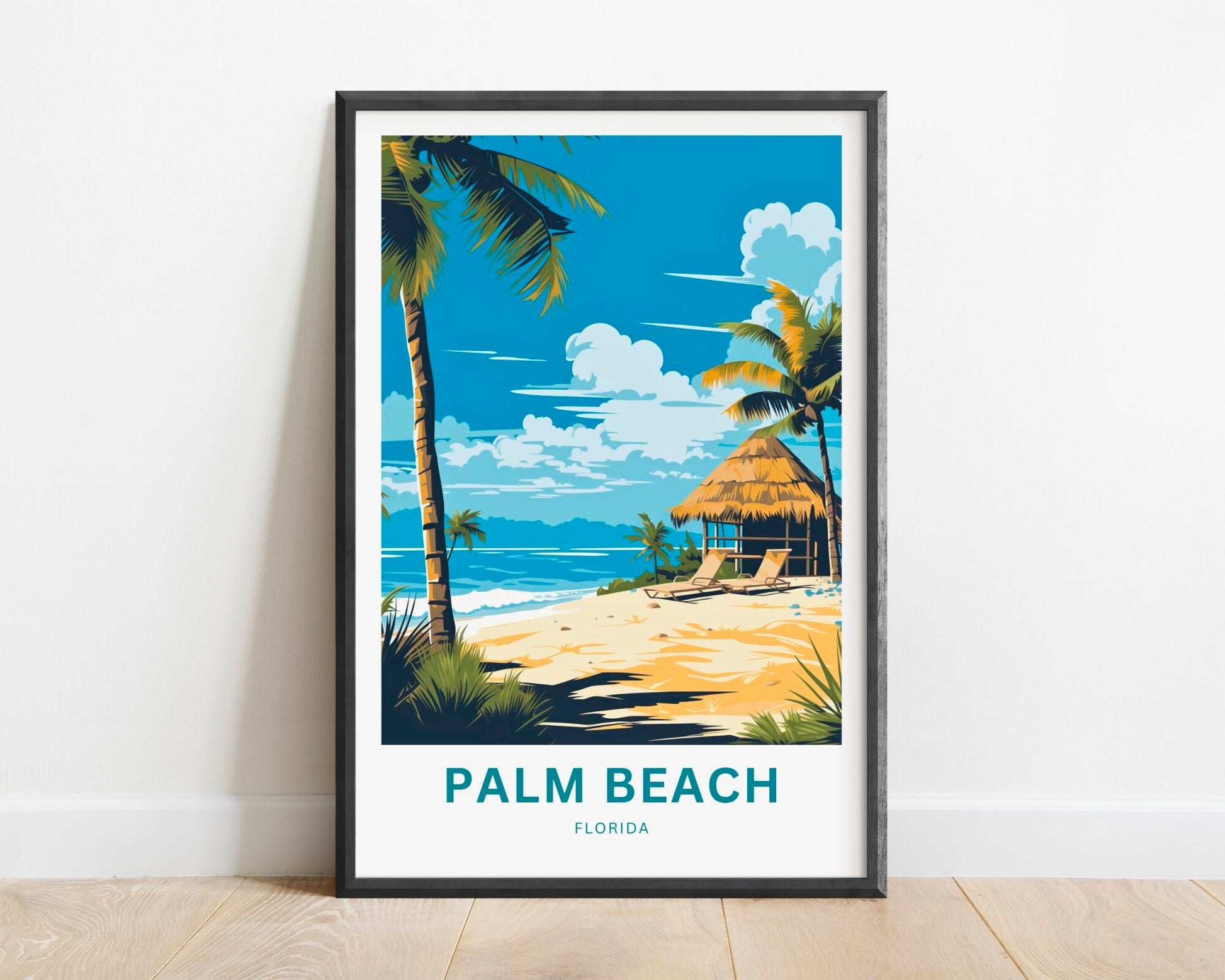 Palm Beach Travel Print - Palm Beach poster, Florida Wall Art, Wall Decor, Framed present, Gift Florida Present - TravelTreasureCo