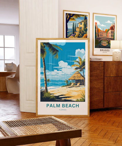 Palm Beach Travel Print - Palm Beach poster, Florida Wall Art, Wall Decor, Framed present, Gift Florida Present - TravelTreasureCo