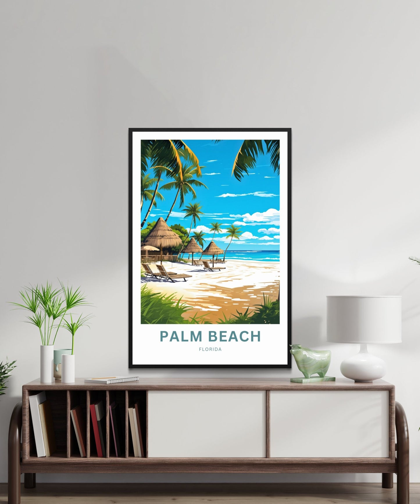 Palm Beach Travel Print - Palm Beach poster, Florida Wall Art, Wall Decor, Framed present, Gift Florida Present - TravelTreasureCo