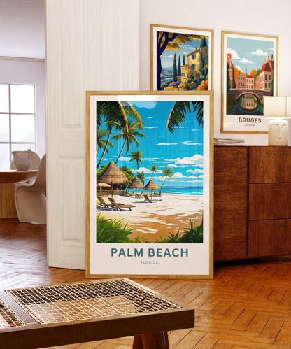 Palm Beach Travel Print - Palm Beach poster, Florida Wall Art, Wall Decor, Framed present, Gift Florida Present - TravelTreasureCo